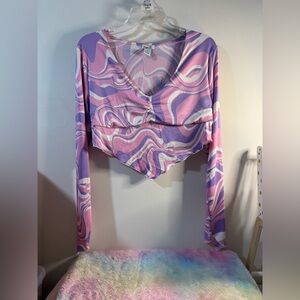 Rue 21  XL  Vivid Pink and Lavender Crop Top